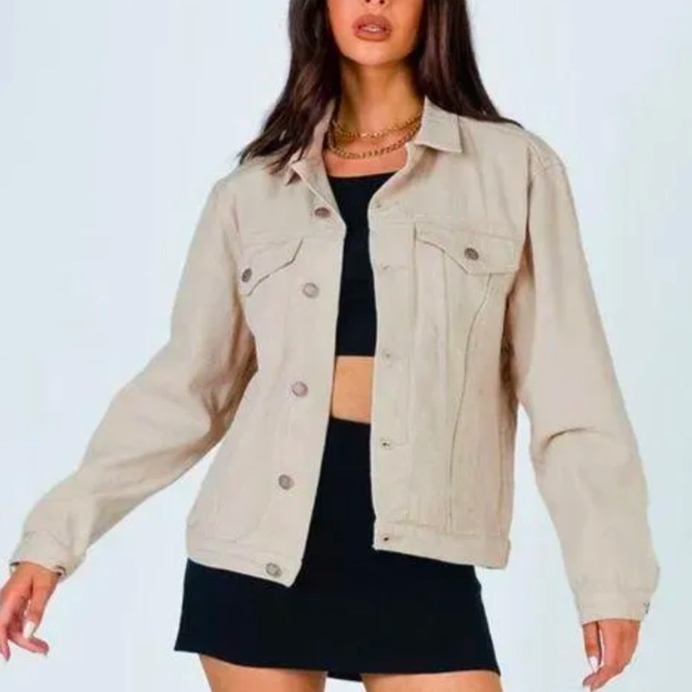 Beige Princess Polly Oversized Denim Jacket S/M
